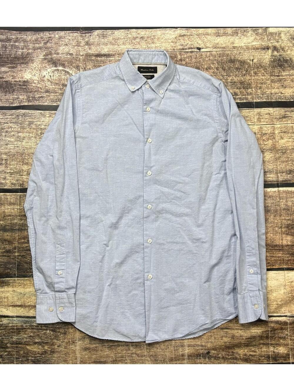 Massimo Dutti Shirt Mens Small Easy Iron Italian Fabric Cotton Button Down